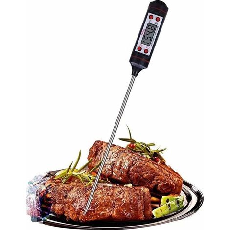 Thermometre Cuisine, Thermomètre de Cuisson, Thermometre à Viande, à Lecture Instantané avec Longue Sonde Thermomètre de Cuisson Numérique pour Le Grill Barbecue Fumoir Cuisine Huile Friand (1/5)