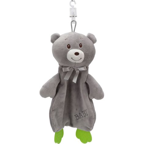 Lot Câlin Ourson Gris Doudou Bébé 3 Mois+ Serviette Confort Douce Multifonction Couleurs Vives (1/5)