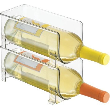 Range-Bouteilles (Lot de 2) – casier à Bouteilles empilable en Plastique pour Bouteilles de vin, Sodas ou Boissons – étagère à vin Moderne pour 1 Bouteille – Transparent (1/4)