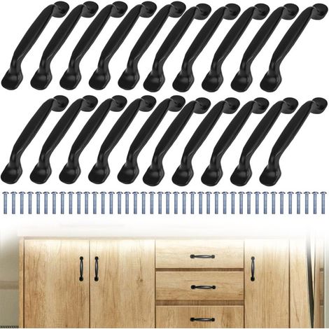 Maniglia per mobili da cucina da 20 pezzi - Maniglia nera, spaziatura fori 96 mm, alluminio per porte e mobili con viti (1/5)