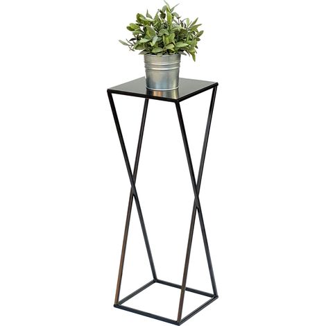 DanDiBo Blumenhocker Metall Schwarz Eckig 68 cm Blumenständer Beistelltisch 437 Blumensäule Modern Pflanzenständer Pflanzenhocker (1/5)