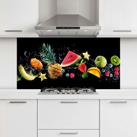 CRÉDENCE CUISINE Splash - Fruit - Noir 120x60 cm (1/5)