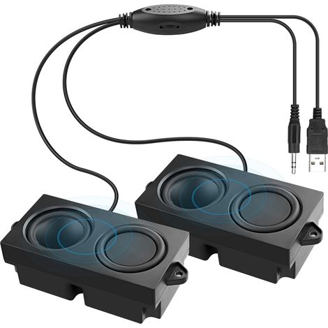 Altavoces USB JSSEVN para ordenador portátil, mini PC, entrada auxiliar de 3,5 mm, control de volumen, estéreo HiFi, color negro, 1,2 m (1/5)