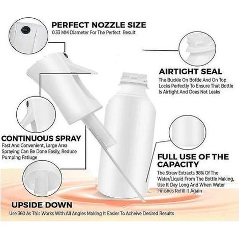 Pulverizador de agua de niebla fina continua para maquillaje, jardinería y cabello - 200 ml - Blanco (1/5)