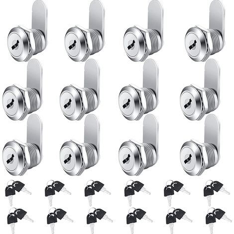 Nockenschlösser für Schränke, passender Zylinder, 5/8", Zinklegierung, 12 Stück, 24 Schlüssel