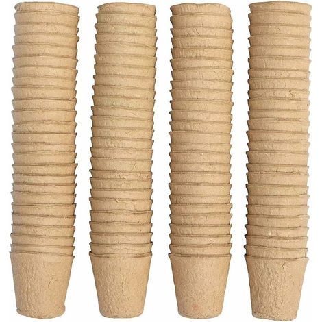 100 Pieces Pot Semis Biodegradable, Godet Semis Biodegradable, Pot pour Semis, 8cm, Rond, Outils de Jardinage à Domicile (1/5)