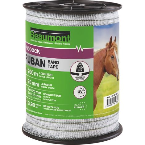 Ruban blanc et vert 20mm / 200m PADDOCK