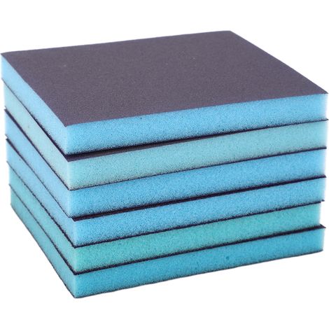 Blocs de ponçage double face carrés, papier de verre grain 60-320, pour le décapage de la rouille du métal et le polissage du bois. Utilisation à sec et à l'eau. (1/5)