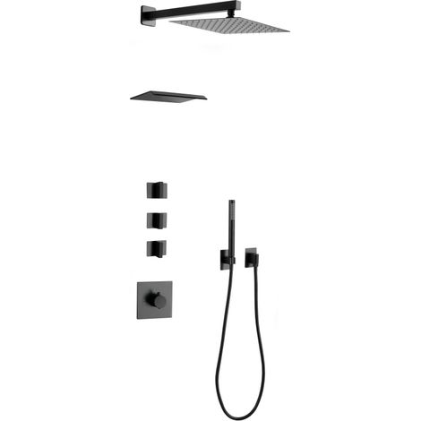 Mexen Boka ensemble de douche encastré, noir - 7603-03-70 (1/2)