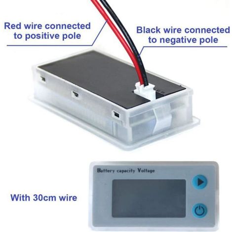 2pcs Moniteur de Capacité de Batterie 12V Indicateur de Tension Batterie au Plomb Testeur LCD Battery Indicator, de batterie avec (1/4)