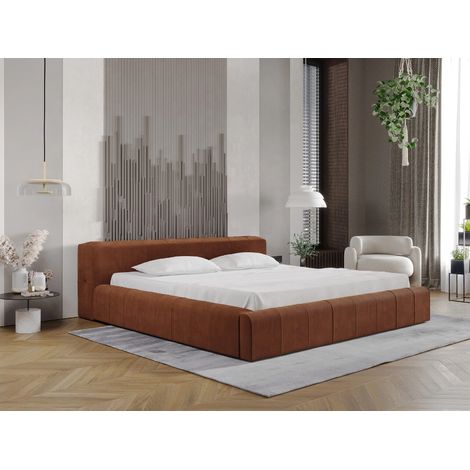 Lit rembourré avec rangement 120x200 velours marron Lipari (1/5)