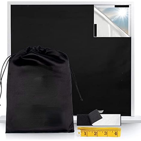 Tragbarer Verdunkelungsrollo, 100 % lichtundurchlässig, bohrfreier Verdunkelungsvorhang für Fenster, für Schlafzimmer, Dachboden, Wohnwagen, mit Klettverschluss – 400 x 145 cm (1/4)