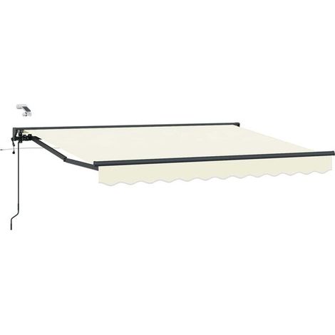 Store banne motorisé rétractable, crème et gris anthracite, 2,5 x 2 mètres. (1/5)
