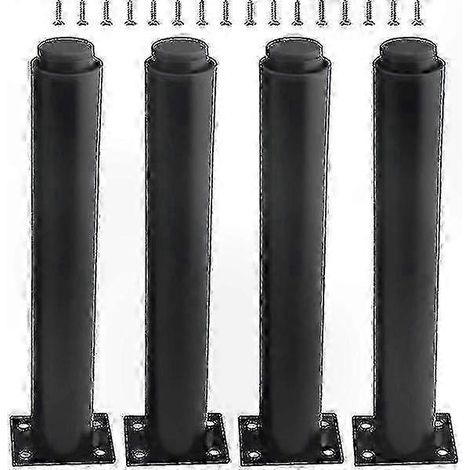 Ensemble de pieds de meubles réglables noirs (4 pièces) pour usage domestique, hauteur 25-42 cm, construction métallique durable. (1/5)