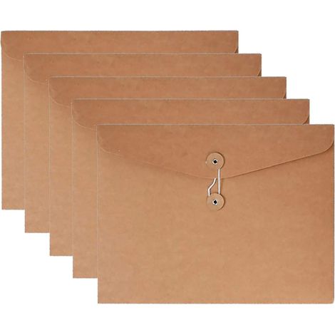 Dossier Enveloppe À Cordons - Format A4 - Kraft Écologique - Fermoir À Cordon - Rabat Simple Renforcé - Lot De 5 (1/5)