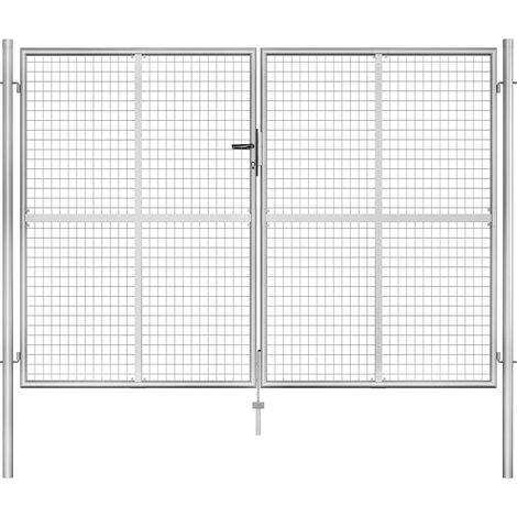 vidaXL Portail de jardin en acier galvanisé 306x175 cm argent (1/5)