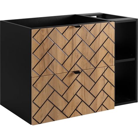 Mobile da bagno, Rovere Artigianale Dorato, 80 x 57 x 46 cm, Maniglie Nere (1/5)
