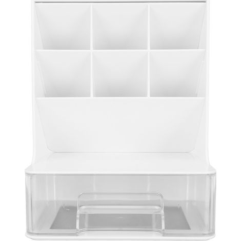 Lot blanc pour étudiant : organiseur de bureau à tiroir, grande capacité coins arrondis, rangement fournitures scolaires