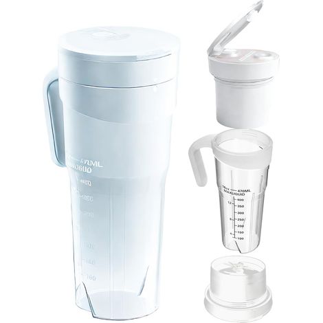 Liquidificador e espremedor de frutas elétrico portátil, recarregável via USB, adequado para frutas e gelo (preto e branco). (1/5)
