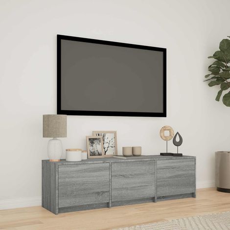 Meuble TV Banc TV Armoire TV avec LED avec LED Gris Sonoma 140 x 34 x 40 cm (1/5)