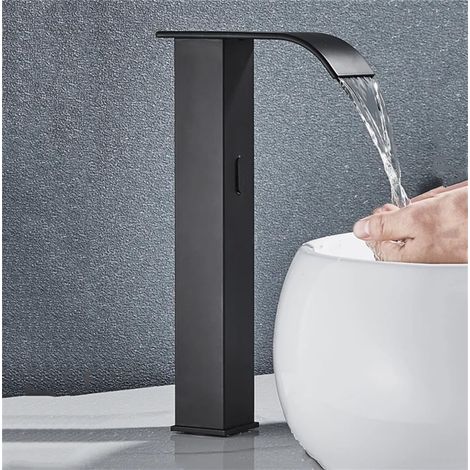 Mischbatterie für Warm- und Kaltwasser, Luxus-Badsensor, Wasserfallfunktion, berührungslose automatische Armatur, kurzer und hoher Auslauf für Waschbecken (1/5)