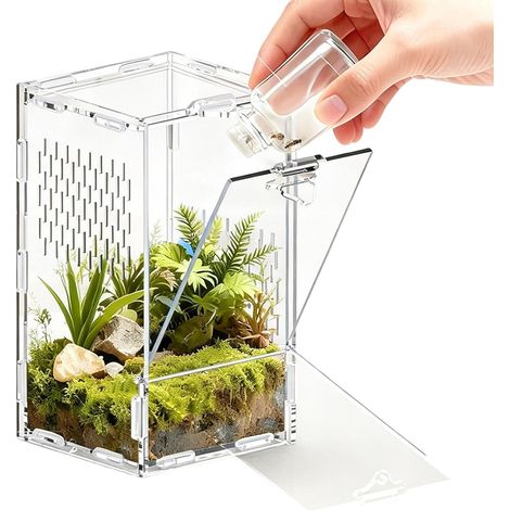 Terrarium Araignée Sauteuse Boîte Terrarium Transparente avec Porte Maison À Araignée Pour Grenouille Tortue Lézard Serpent Tortue Terrestre Dragon Barbu Reptile (1/5)