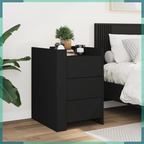 848305 Table de chevet noir 45x50x65 cm bois d’ingénierie (1/5)