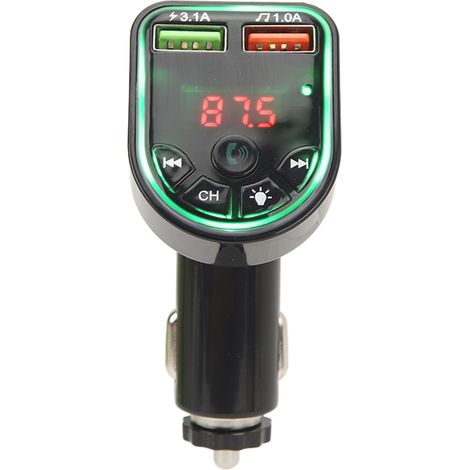 Émetteur Bluetooth pour voiture DC12V-24V, Bluetooth 5.3, 7 couleurs lumineuses, antidérapant, adaptateur/chargeur universel pour autoradio. (1/5)