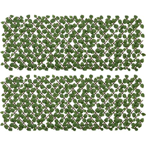 Lot de 2 treillis extensibles pour haies artificielles - Brise-vue végétal au feuillage réaliste, dimensions 2 x 1 mètres (1/5)