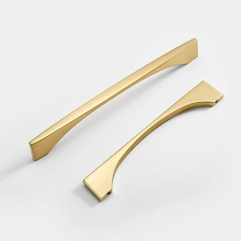 Lot de 4 poignées de tiroir dorées pour armoire, poignées en laiton brossé adaptées aux tiroirs de coiffeuse et aux meubles de salle de bain (1/5)