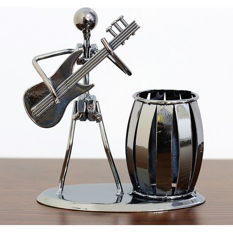 Pen Holder Organizer(Electric Bass)Guitar Creative Desk Accessories Multipurpose Metal Pencil Holder