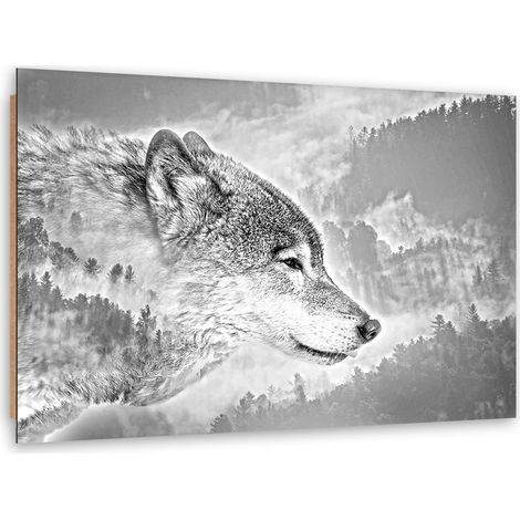 Quadro deco panel, Lupo su sfondo innevato - 60x40 (1/5)