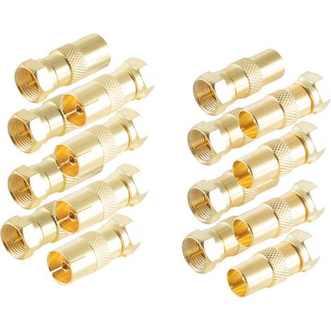 Shiverpeaks BS15-301214 Set d'adaptateur F-coaxial doré Connexions: Fiche mâle F, Prise coaxiale IEC, Fiche coaxiale IE