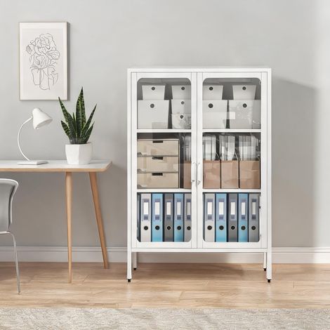 Meuble de rangement de bureau bianco 80 x 40 x 110 cm (1/5)