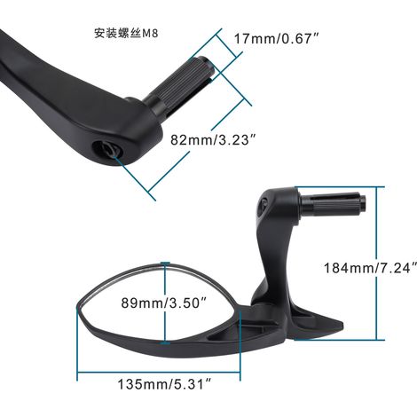 GOOFIT Offroad-Motorrad-Rückspiegel/Rückspiegel/Reflektor, geeignet für Rollerumbauten, Lenker- und Bremsschutzvorrichtungen. (1/4)