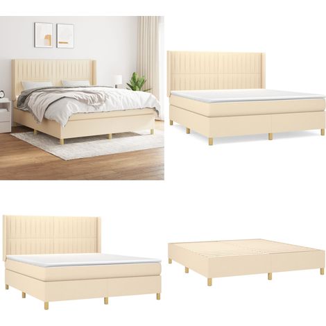 Boxspringbett mit Matratze Creme 180x200 cm Stoff - Boxspringbett - Doppelbett - Cremefarbenes Bett - Bettenrahmen - Lattenrost - Home & Living (1/5)