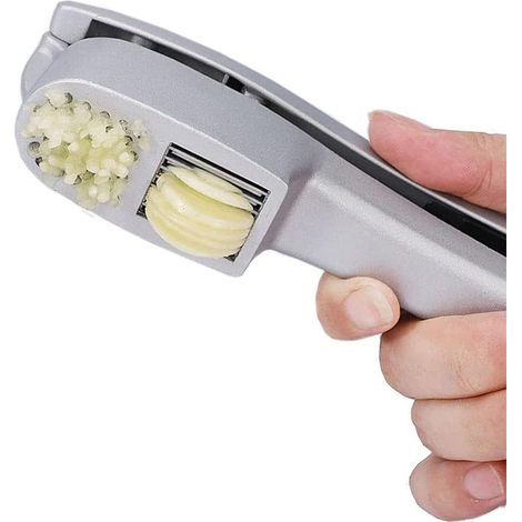Presse-ail 2 en 1 avec hachoir et éplucheur - Antirouille, lavable au lave-vaisselle, poignée ergonomique (1/5)