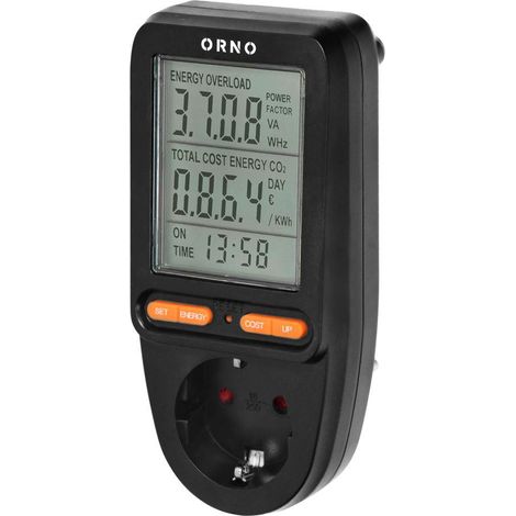 Wattmetro, calcolatore di energia con display LCD OR-WAT-435(GS)/B schuko (1/5)