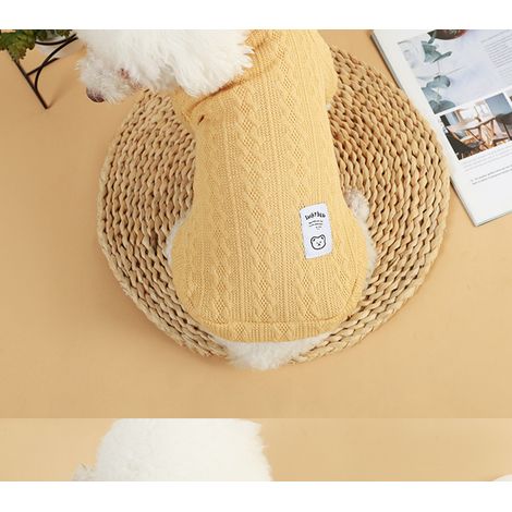 Cardigan tricoté à motif chiot - Taille M - jaune -  Doux et respirant - Pour chiots et petits chiens