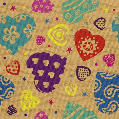 Telas decorativas Oxford para exteriores - Motivo de corazones retro (1/5)