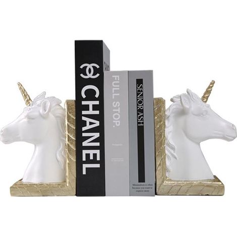 2-teiliges Set aus Pferdekopf-Buchhaltern, robuste Buchständer aus Kunstharz, dekorative Einhornkopf-Ornamente, rutschfeste Buchhalter für Wohnzimmer, Flur und Schlafzimmer