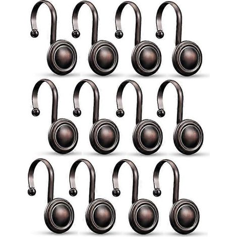 Anneaux de crochets de rideau de douche en bronze, crochets décoratifs à l'huile, crochets de douche vintage pour salle de bain, lot de 12 (1/5)