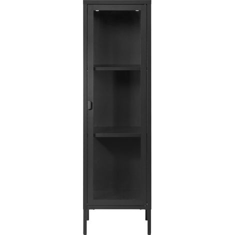 MAINE-Vitrine 1 porte vitrée acier noir 40x140 cm (1/5)