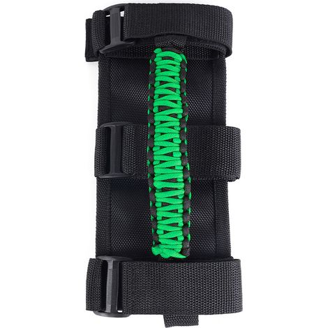 Car modification suitable for Jeep interior passenger handles, paracord, Wrangler roof grab handles, woven accessories - polyester fiber - green (1/4)