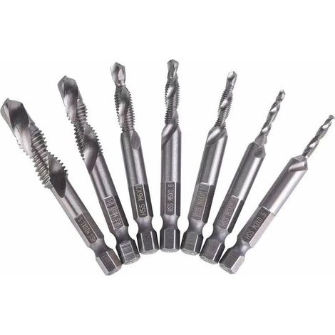 Lot of 6 HSS Tapping Drills Drill Bit with Hole Cutter Thread Drill Bit for Hole Boring and 1/4 "Hexagonal Shank 6,2mm M3-M10 (1/5)
