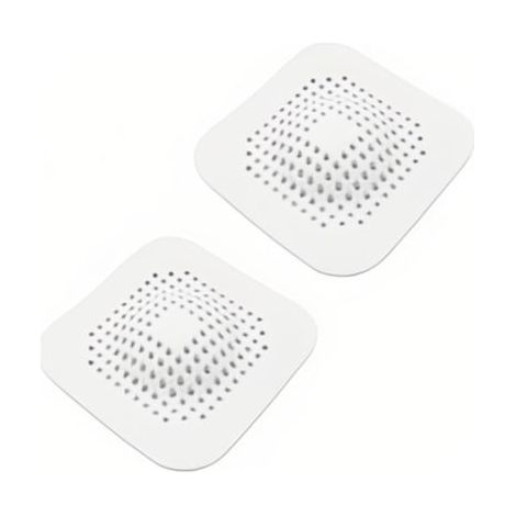 Filtre à cheveux pour baignoire et évier en silicone – 2 pièces avec ventouse – Pour salle de bain et cuisine – Blanc – OUYLAF (1/5)