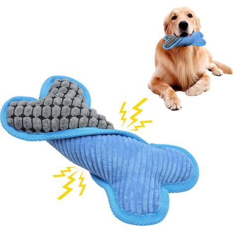 Jouet pour Chien en Peluche, Jouet pour Chiots Grinant Durable, Jouet Chien Interactif Doux, Jouet à Macher pour Chien en Forme d'os pour Petits Moyenne Animal de Compagnie- (1/5)