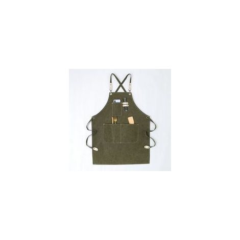 Tablier de travail en toile robuste avec poche de rangement pour outils, tablier croisé à dos pour hommes et femmes (vert, 80 cm) (1/4)