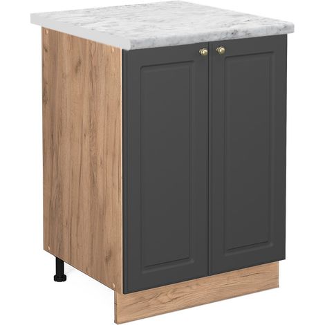 Küchenunterschrank Fame-Line, Anthrazit-Gold, 60 cm , AP Marmor, Vicco (1/5)