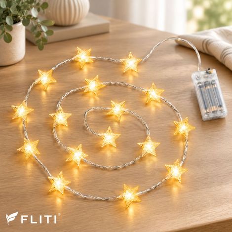 FLITI Star String Lights - 1.5m 10 Warm White LEDs - Battery Operated - Waterproof for Outdoor Camping and Night Markets (1/5)